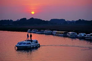 Norfolk Drucke: Schifahren in Acle im Nordfensland in Norfolkeingland im Vereinigten Königreich Europäisch