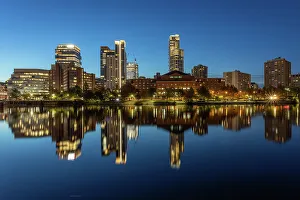 New England Landmarks Drucke: Boston Skyline Reflection, Boston