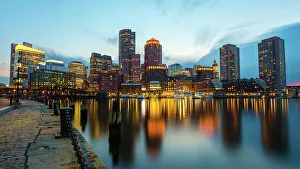 North America Landscape Photo Drucke: Boston Waterfront Reflection, Boston