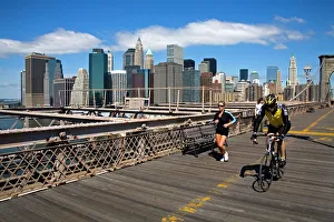 Brücke von Brooklyn und unterem Manhattan