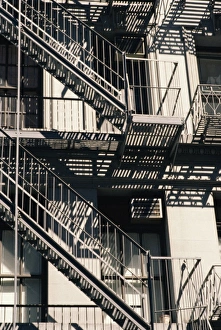 Colorful Cityscape Images Drucke: Detail of building with fire escape