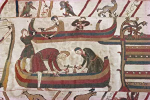 Bau von Schiffen im Vorfeld des Krieges; Bayeux-Tapete; Bayeux; Normandie (Frankreich); Europa