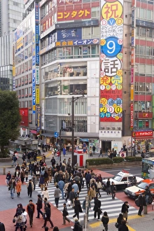 Shibuya Crossing Japan Drucke: Busy intersection in Shibuya