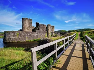 Welsh Castles UK Drucke: Caerphilly Castle, Caerphilly, Gwent, Wales, United Kingdom, Europe