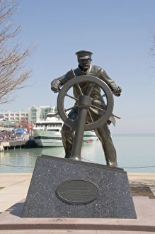 Chicago Illinois Landmarks Drucke: Captain on the Helm statue, Navy Pier, Chicago, Illinois, United States of America