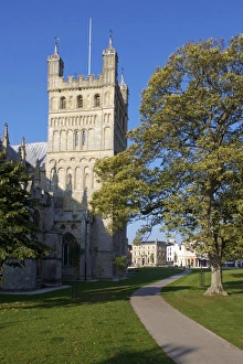 UK Christian Architecture Drucke: Cathedral, Exeter, Devon, England, United Kingdom, Europe