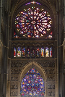 European Cathedrals Photography Drucke: Cathedral west windows, Rheims, UNESCO World Heritage Site, Marne, France, Europe