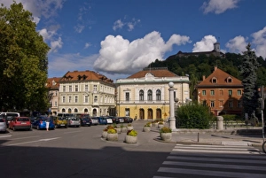 Drucke von Zentrum von Ljubljana mit dem Schloss im Hintergrund, Slowenien, Europa Slowenien Drucke: Zentrum von Ljubljana mit dem Schloss im Hintergrund, Slowenien, Europa