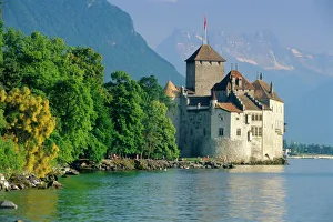 Drucke von Schloss von Chillon, Montreux am Genfersee, Schweizer Riviera in der Schweiz Schweiz Drucke: Schloss Chamblon