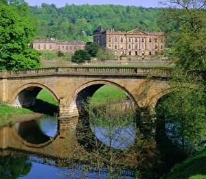 Derbyshire Drucke: Chatsworth Haus in der Grafschaft Derbyshire im Vereinigten Königreich