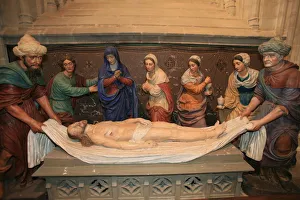 Quimper Cathedral Drucke: Christ lain in his grave, Quimer Cathedral, Quimper, Finistere, Brittany, France, Europe