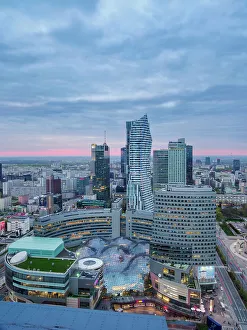 Warsaw Cityscape Photography Drucke: City Centre Skyline, elevated view, Warsaw, Masovian Voivodeship, Poland, Europe