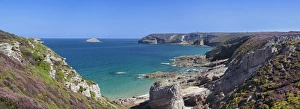 Blue Horizon Over Water Drucke: Cliffs of Cap Frehel, Cotes d Armor, Brittany, France, Europe