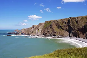 UK Coastal Scenery Drucke: Cliffs at Hartland Quay, Devon, England, United Kingdom, Europe