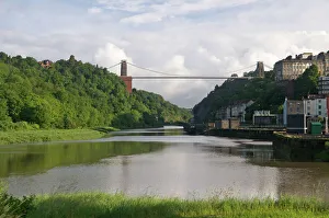Brunel Drucke: Klippenbrücke von Clifton im Tal der Avon in Bristol im Vereinigten Königreich Großbritannien Europa