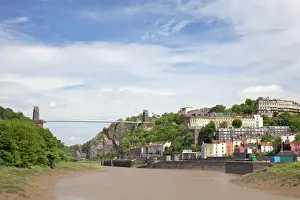 Brunel Drucke: Brücke von Clifton mit der Bezeichnung des Ingenieurs Isambard Kingdom Brunel über den Fluss Avon in der