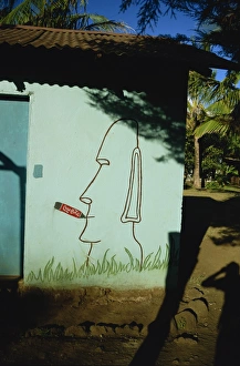 Easter Island Tourist Attractions Drucke: Coca cola mural, Easter Island, Chile, South America