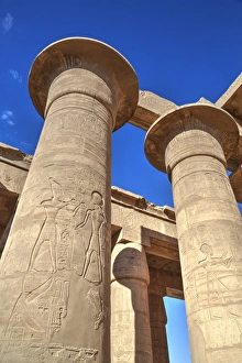 Luxor Temple Columns Drucke: Column reliefs, Hypostyle Hall, The Ramesseum (Mortuary Temple of Ramese II), Luxor