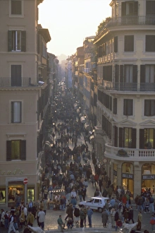 Spanish Steps Italy Drucke: Via Condotti from the Spanish Steps