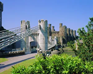 Drucke von Königshof Schloss, Gwynedd im Norden von Wales im Vereinigten Königreich Vereinigtes Königreich Drucke: Conwy Burg