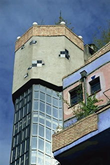 Hundertwasser House Vienna Drucke: Corner view, Hundertwasser House, Vienna, Austria, Europe