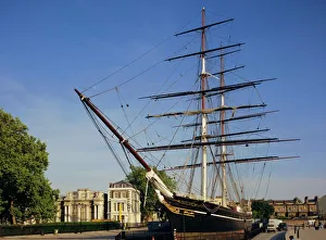 Die Cutty Sark ist ein alter Tee-Klippertreffer in Greenwich bei London im Vereinigten Königreich