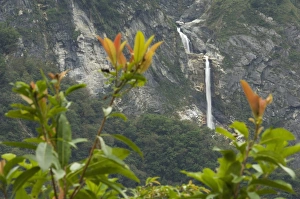 East Asia Travel Destination Drucke: Distant waterfall