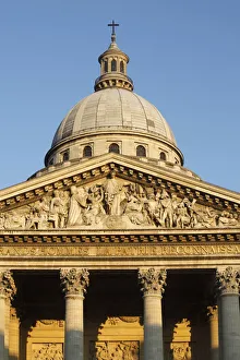Pantheon Paris Drucke: Dome, pediment and columns of the Pantheon, Paris, France, Europe