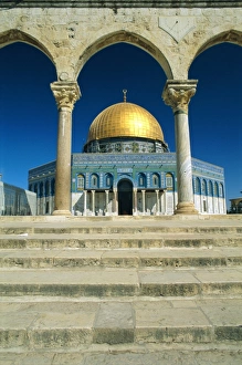 Drucke von Der Domes des Felsens mit der Al-Aqsa-Moschee im Tempelberg in Jerusalems Altstadt ist ein Weltkulturerbe und befindet sich auf dem Gelände von Israel Jerusalemer Kulturerbestätten Drucke: Der Domes des Felsens