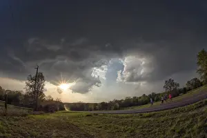 Evening Sky Scenery Drucke: Dramatic cloud formations at the edge of an evening thunderstorm in rural Oklahoma