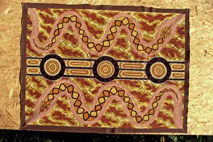 Traumzeit Drucke: Ein Traumgemälde mit Schlangen der walbiri-Ächtin aus Australien und Pazifik