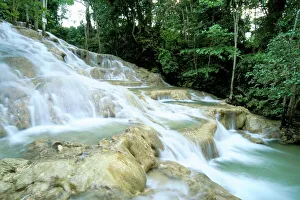 Drucke von Dunner's Fallbach im Fluss Dunners und in der Nähe von Ocho Rios auf Jamaika Jamaika Drucke: Dunner's Fall