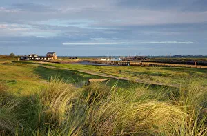 Ein früher morglicher Blick auf den Fluss Blyth in Walberswick, Suffolk, England