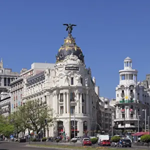 Drucke von Bauwerk Metropolis von Architekten Jules und Raymond Fevrier an der Calle de Alcana in Madrid Spanien Europa Bilder Datiert 2017 April: Bauwerk Metropolis von Architekten Jules und Raymond Fevrier an der Calle de Alcana in Madrid