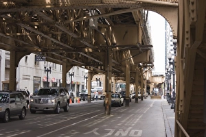 Chicago Elevated Train Drucke: Under the El, the elevated train system in The Loop, Chicago, Illinois
