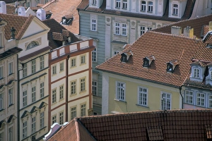 Old Town Square Prague Photos Drucke: Elevated view of building facades, Male namesti (small square), Old Town Square