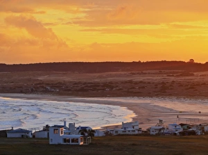High Angle View Of Village Drucke: Elevated view of the Cabo Polonio at sunset, Rocha Department, Uruguay, South America