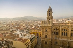 Costa Del Sol Spain Drucke: Elevated view of Malaga Cathedral, Malaga, Costa del Sol, Andalusia, Spain, Europe