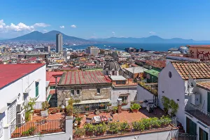 Mount Vesuvius Background Drucke: Elevated view of Naples and Mount Vesuvius in the background