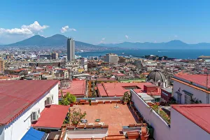 Mount Vesuvius Landscape Drucke: Elevated view of Naples and Mount Vesuvius in the background