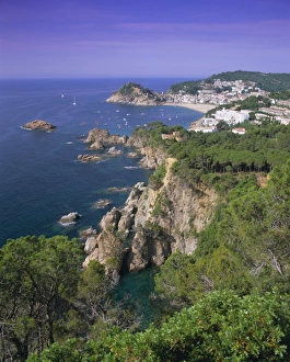 Tossa De Mar Drucke: Elevated view towards Tossa de Mar