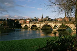 Shropshire Drucke: Englischer Brücke in Schrewsbury im shroesburgher Englischland der Vereinigten Königreichs Europa