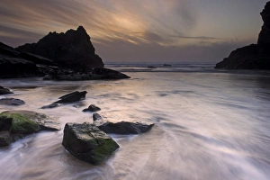 United Kingdom Nature Images Drucke: Evening, Bedruthan Steps, Cornwall, England, United Kingdom, Europe
