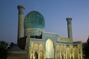 Central Asia Travel Destination Drucke: Evening, Gur-E-Amir Complex (Mausoleum)