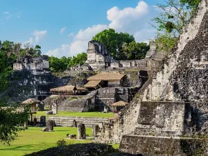 Ancient Ruins Guatemala Drucke: Exploration of ancient structures in North Acropolis at Tikal