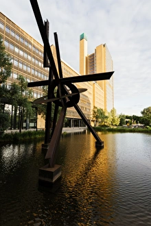 Colourful Building Exterior Shots Drucke: Exterior of Daimler complex at sunset, Potsdamer Platz, Berlin, Germany, Europe