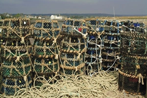 Coastal France Images Drucke: Fish traps, Cotentin Peninsula, Manche, Normandy, France, Europe