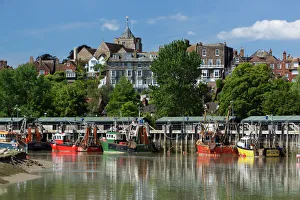 Fluss Drucke: Fischereihafen am Fluss Rother in der alten Stadt Ryed im Osten von Südengland