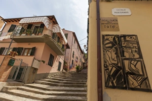 Tuscany Italy Travel Guide Drucke: Flight of steps in memory of actor Toto, Porto Azzurro, Elba Island, Livorno Province