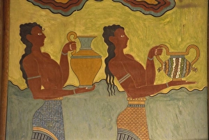 Drucke von Mosaikdetail von Knossos in Kreta Griechenland Europa Antike Griechische Architektur Drucke: Farbverglasungsdetail